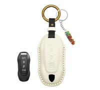 HIBEYO Housse de clé de voiture pour Porsche Macan Turbo 4 EV Electric 2024 2025 Taycan 2022 Coque de clé de véhicule électrique Coque de clé télécommande Porte-clés Étui à clés Blanc