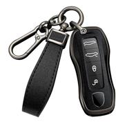 HIBEYO Keyless Coque de clé de Voiture Compatible avec Porsche 911 971 9YA Maca Taycan Boxster Panamera Télécommande avec Crochet Noir