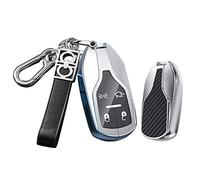 HIBEYO Keyless Coque de protection pour clé de voiture Maserati Levante GT Ghibli Quattroporte Granturismo Spoiler 4 boutons Argenté