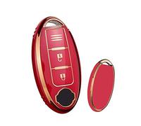 HIBEYO Keyless Go Coque de Protection en Silicone pour clé de Voiture Nissan 370Z Leaf Qashqai Juke X-Trail Micra Murano Infiniti 3 Boutons Doré/Rouge
