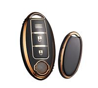 HIBEYO Keyless Go Coque de Protection en Silicone pour clé de Voiture Nissan 370Z Leaf Qashqai Juke X-Trail Micra Murano Infiniti 3 Boutons Doré/Noir
