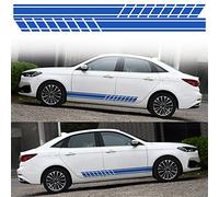 HIBEYO Lot de 2 Autocollants pour Voiture - Sport Racing - Bandes latérales - Motif Graphique - Décoration DIY - Universel - Bleu