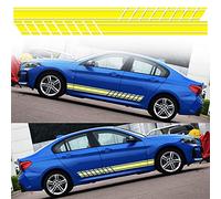 HIBEYO Lot de 2 Autocollants pour Voiture - Sport Racing - Bandes latérales - Motif Graphique - Décoration DIY - Universel - Jaune