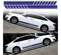 HIBEYO Lot de 2 Autocollants pour Voiture - Sport Racing - Bandes latérales - Motif Graphique - Décoration DIY - Universel - Bleu Marine
