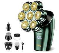 HiBig Rasoirs de tête pour hommes chauves - Rasoir électrique à arc 7D avec tête magnétique amovible, kit de rasage et de toilettage électrique 5 en 1 étanche et humide - Affichage LED pour tête et