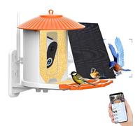Hibirds Mangeoire à oiseaux de surveillance à distance avec caméra 1080p, identifiant d'oiseau AI, panneau solaire, batterie 5200 mAh, Wi-Fi 2,4 G, dissuasion des écureuils