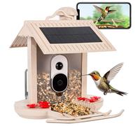 HiBirds Mangeoire Oiseaux Automatique avec Caméra Intégrée - Observatoire Intelligent Beige, Panneaux Solaires - HB-F1-BEIGE