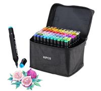 Hibisaws 80 Couleurs Feutre A Alcool, Feutre Alcool Double Pointe, Séchage Rapide En Une Seconde, Avec Étui De Transport, Pour Artistes Et Adultes À Colorier (80 Couleurs)