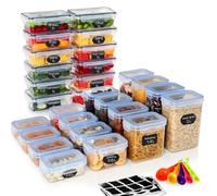 Hibisaws Lot De 28 Boite Rangement Cuisine, 12 X1L & 4 X (2L + 1.4L +0.8L +0.52L), Boite Hermetique Alimentaire, Boite Alimentaire Plastique Cuisine, Sans BPA