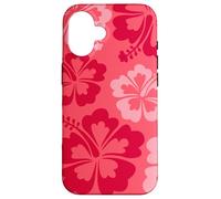 Hibiscus Flower Beach Hawaiian Exotic Floral Surf Cranberry Coque pour iPhone 16