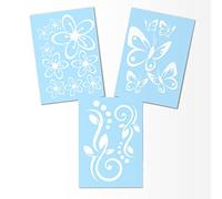 Hibiscus papillon et fleurs ornament Set I - Sticker mural Wall Sticker, 10_weiss, 30 x 21 cm