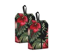 Hibiscus Rouge Strelitzia Tropical Vintage à Fleurs， Lot de 2 Sacs à Chaussures de Voyage, Sacs de Rangement imperméables, Organisateur de Chaussures pour Les Voyages et la Maison