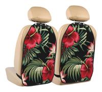 Hibiscus Rouge Vintage Tropical Strelitzia Floral,Lot de 2 Tapis de Protection pour siège arrière de Voiture, Organisateur de siège arrière Durable