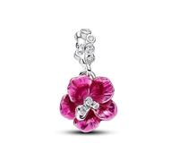 Pandora Pendentif Hibiscus Argent sterling avec zircone cubique claire et émail rose Taille unique