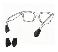 HiBloks Embouts de branches anti-glisse pour lunettes connectées Ray-Ban Meta Wayfarer/Skyler/Headliner Gen 2, silicone, coussinets d’oreille, lot de 1 paire