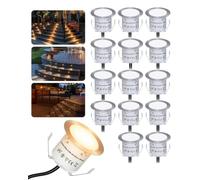 HIBOITEC 16Pcs Spot Led Encastrable, IP67 Étanche Spot Led Extérieur | Basse tension 12V, Blanc Chaud, 0.6W Spot Led Encastrable Exterieur pour Jardin Couloir Escaliers Chemin