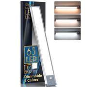 HIBOITEC Lampe de Placard, 65 LED Éclairage de Placard avec Détecteur de Mouvement 3 Modes d’Éclairage, Dimmable Lampe Led Barre Rechargeable de 2500 mAh pour Cuisine, Comptoir, Placard, Armoires