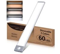 HIBOITEC Lampe de Placard avec Détecteur de Mouvement 60LED,Rechargeable Sans Fil Led Cuisine,3 couleur 3 modes Dimmable,Convient à Armoires,Cuisines, Couloirs, Escaliers