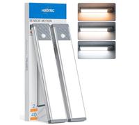 HIBOITEC Lampe de Placard Dimmable, Reglette LED Cuisine avec Détecteur de Mouvement, Led Cuisine sous Meuble Sans Fil Rechargeable pour Cuisine Placard Escalier Couloir- 3 Couleurs, 22,5cm, 1500mAh