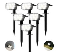 HIBOITEC Lampes Solaires Extérieur 59LED, Lot de 6 Lumiere Solaire Exterieur Jardin étanches IP65, Spot Solaire Ponctuelles Crépusculaires, 3 Niveaux De Luminosité pour le jardin, patio, 6000k blanc