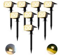 HIBOITEC Lampes Solaires Extérieur 59LED, Lot de 8 Lumiere Solaire Exterieur Jardin étanches IP65, Spot Solaire Ponctuelles Crépusculaires, 3 Niveaux de Luminosité pour le jardin, 3000k blanc chaud