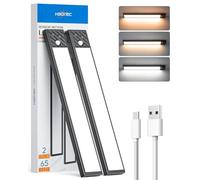 HIBOITEC LED Lampe de Placard à Détecteur de Mouvement, 2500mAh Rechargeable Reglette Sans Fil, Eclairage Sous Meuble pour Cuisine, Placard, Escalier, Couloir (3 Couleurs, 33,5 cm)