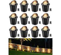 HIBOITEC Lot de 12 Spot Led Encastrable, 12W Basse Tension avec Connecteur | 1200LM Projecteurs LED Enfouis Jardin, IP67 Étanche,Type Demi-renard - Lumière Sol Extérieur pour Jardin, Allée, Patio