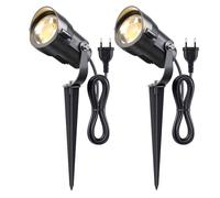 HIBOITEC Pack de 2 Projecteurs de Jardin 7W 1320 lm avec Prise 1,5 m, Spots LED Extérieurs Etanches Réglables 270° 3000K Blanc Chaud pour Jardin, Plantes, Terrasse