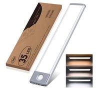 HIBOITEC Reglette 35 Led Cuisine Sous Meuble Rechargeable USB, Eclairage LED Cuisine Sous Meuble,Sans Fil Lumiere Capteur pour Armoire, Cuisine, Placard,Veilleuse,Couloir,Escalier