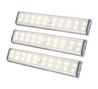 HIBOITEC Reglette LED Cuisine Rechargeable USB,20Led Lumiere Sans Fil Lampe Detecteur Mouvement, 1000mAh Eclairage Led Cuisine Sous Meuble,Bureau, Sous Meuble, Miroir Salle de Bain (3 pièces)