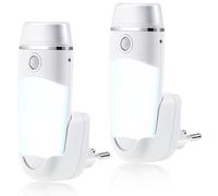 Hiboom 2 Veilleuses à Détecteur de Mouvement Multifonctionnelles Veilleuse Enfichable à Batterie Rechargeable et Prise Euro Amovible Applique Murale ON/OFF Automatique, Lampe Torche pour Chambre