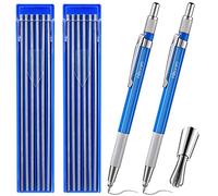 Hiboom Lot de 2 crayons de soudeur avec 24 recharges rondes argentées, porte-mines en métal avec taille-crayon intégré pour tuyauterie, soudeur, construction en acier, travail du bois, brevet de