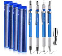 Hiboom Lot de 4 crayons de soudeur argentés avec recharges, porte-mines en métal avec taille-crayon intégré pour raccord de tuyau, soudure, construction en acier, travail du bois