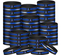 Hiboom Lot de 50 bracelets en silicone pour sensibilisation au cancer du côlon - Cadeaux inspirants pour homme et femme - Bleu