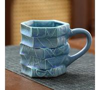 Hiborth 3D Painted Book Stack Ceramic Coffee Mug, Chapter Book Mug Design, Colorful Bo ok Coffee Mug 250 ml, Painted Ceramic Boo k Cup Cadeau pour Lecteurs, Écrivains et Bibliothécaires (Bleu)