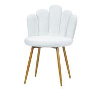 Hiborth Chaise Coiffeuse Pivotante, Fauteuil de Bureau Fille Forme de Pétale en Velours, Siège Réglable avec Dossier Rembourré et Pieds Dorés pour Chambre, Salon, Bureau Blanc Taille Unique