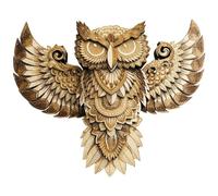 Hibou 3D en Bois À Suspendre Au Mur - Décoration Murale en Bois - Sculpture Artistique 3D Sculptée À La Main - Décoration Murale - Statue Artisanale - Ornement Mural pour Salon, Balcon