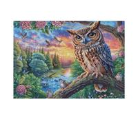 Hibou Arbre Coucher de Soleil Forêt Faune Sauvage Nature Sauvage Puzzle 300 Pièces pour Adultes Agréable Amusant Et Créatif Parfait pour Loisirs Et Moments Libres 300 PCS（40x28cm）