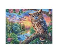 Hibou Arbre Coucher de Soleil Forêt Faune Sauvage Nature Sauvage Puzzle 500 Pièces pour Adultes Amusant Agréable Et Relaxant Parfait pour Loisirs Familiaux Et Hobby 500 PCS（52×38cm）