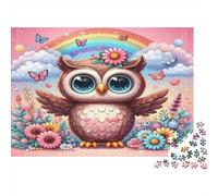 Hibou Arc-en-Ciel Mignon Puzzle 1000 Pièces Adulte sans Poussière,Jeu De Puzzle À Assembler Soi-même Ultra Difficult Puzzle pour Un Jeu De Puzzle De Fête, pour Les Amateurs D'énigmes 70x50