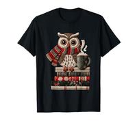 Hibou avec écharpe et Livres Motif Hiver T-Shirt
