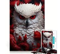 Hibou Blanc dans Les Fleurs Puzzle 1000 pièces pour Adultes Jeu de logique Découpe précise Bords Lisses pour Les réunions de Famille (38x26cm)