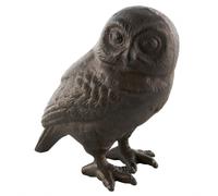 Hibou Chouette Statue Statuette Sculpture Oiseau En Fonte Patinée Marron 9x15x16cm Marron
