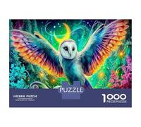 Hibou Coloré Ciel Étoilé Puzzle 1000 Pièces pour Adultes, Illustration Magique, Cadeau Original 52x38cm/1000pcs