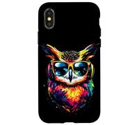 Hibou Coloré Couleurs Arc-en-Ciel Pop Art Grand-duc Hiboux Coque pour iPhone X/XS
