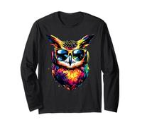 Hibou Coloré Couleurs Arc-en-Ciel Pop Art Grand-duc Hiboux Manche Longue