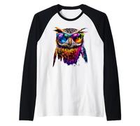 Hibou Coloré Couleurs Arc-en-Ciel Pop Art Grand-duc Hiboux Manche Raglan