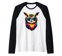 Hibou Coloré Couleurs Arc-en-Ciel Pop Art Grand-duc Hiboux Manche Raglan