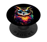 Hibou Coloré Couleurs Arc-en-Ciel Pop Art Grand-duc Hiboux PopSockets PopGrip Adhésif