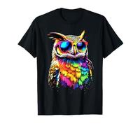 Hibou Coloré Couleurs arc-en-ciel Pop Art Grand-duc Hiboux T-Shirt